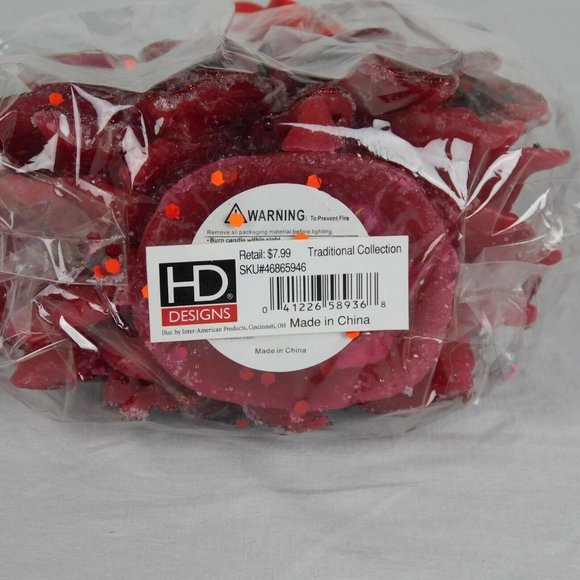 Christmas Candle Poinsettia Red Glitter Wax New 5.5" Tall Holiday Design Flower - Picture 6 of 6